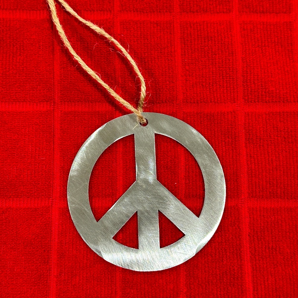 Peace Sign Steel Christmas Ornament
